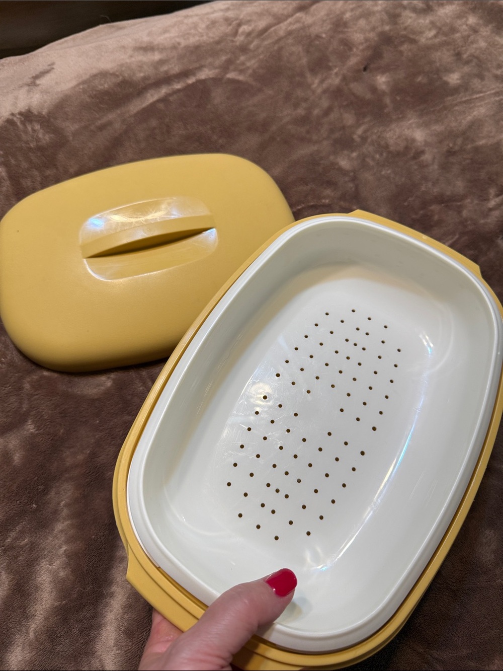 Tupperware Harvest Gold Vintage Microwave Rice and Veg Steamer Set 1970-1980’s